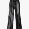 Sandro Dumont Flared High-rise Leather Trousers