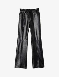 Sandro Dumont Flared High-rise Leather Trousers