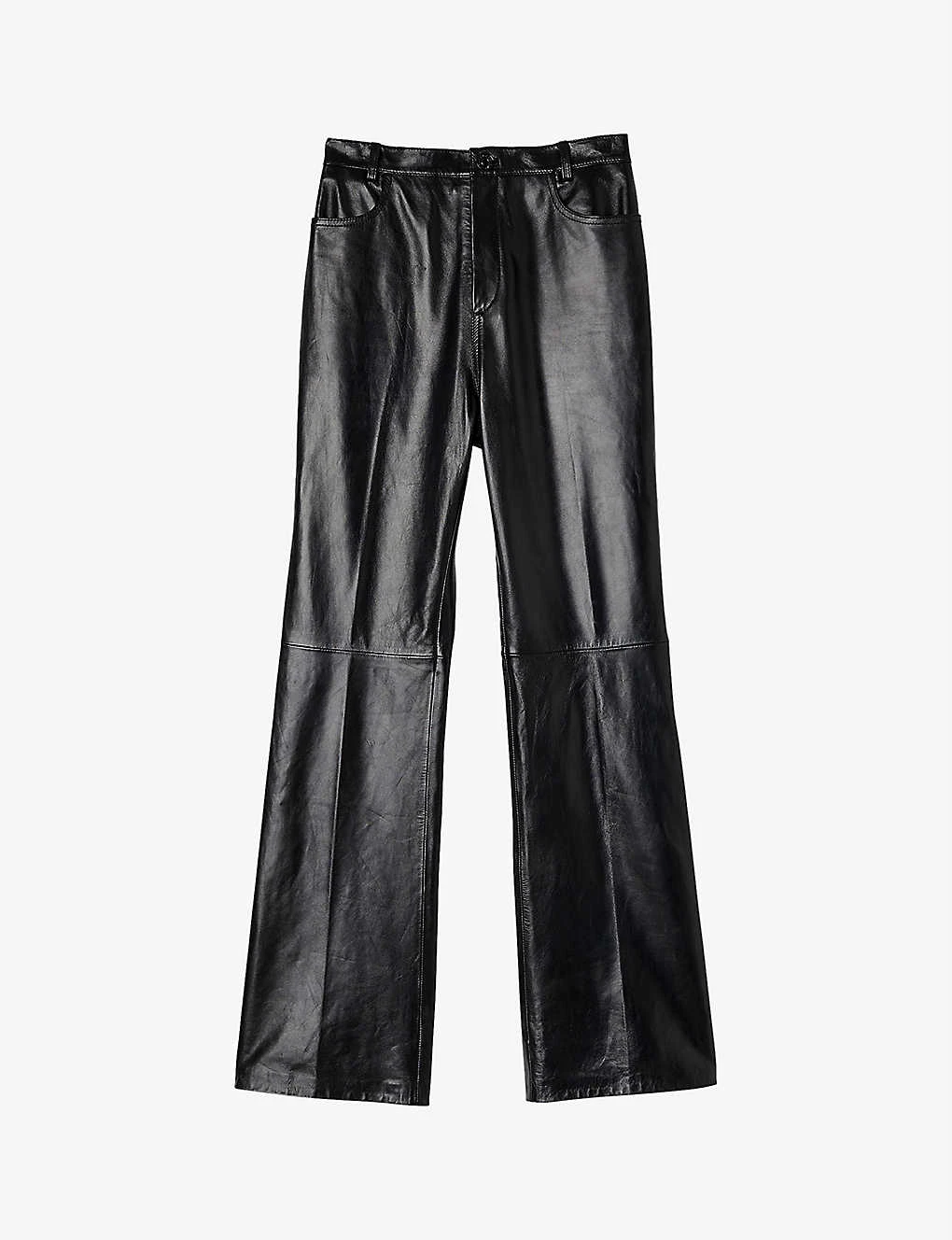 Sandro Dumont Flared High-rise Leather Trousers 1 Sandro Dumont Flared High-rise Leather Trousers
