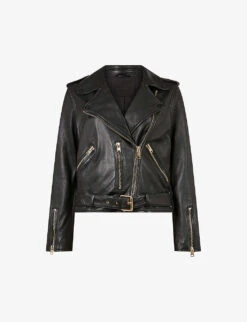 AllSaints Dalby Gold-tone Hardware Leather Biker Jacket