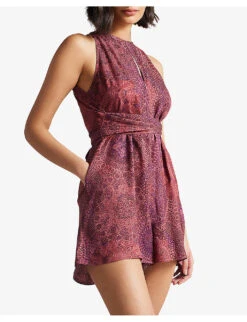 Ted Baker Odesia Graphic-print Woven Playsuit 7 Ted Baker Odesia Graphic-print Woven Playsuit -Women Clothing Store R03952659 DKRED ALT02