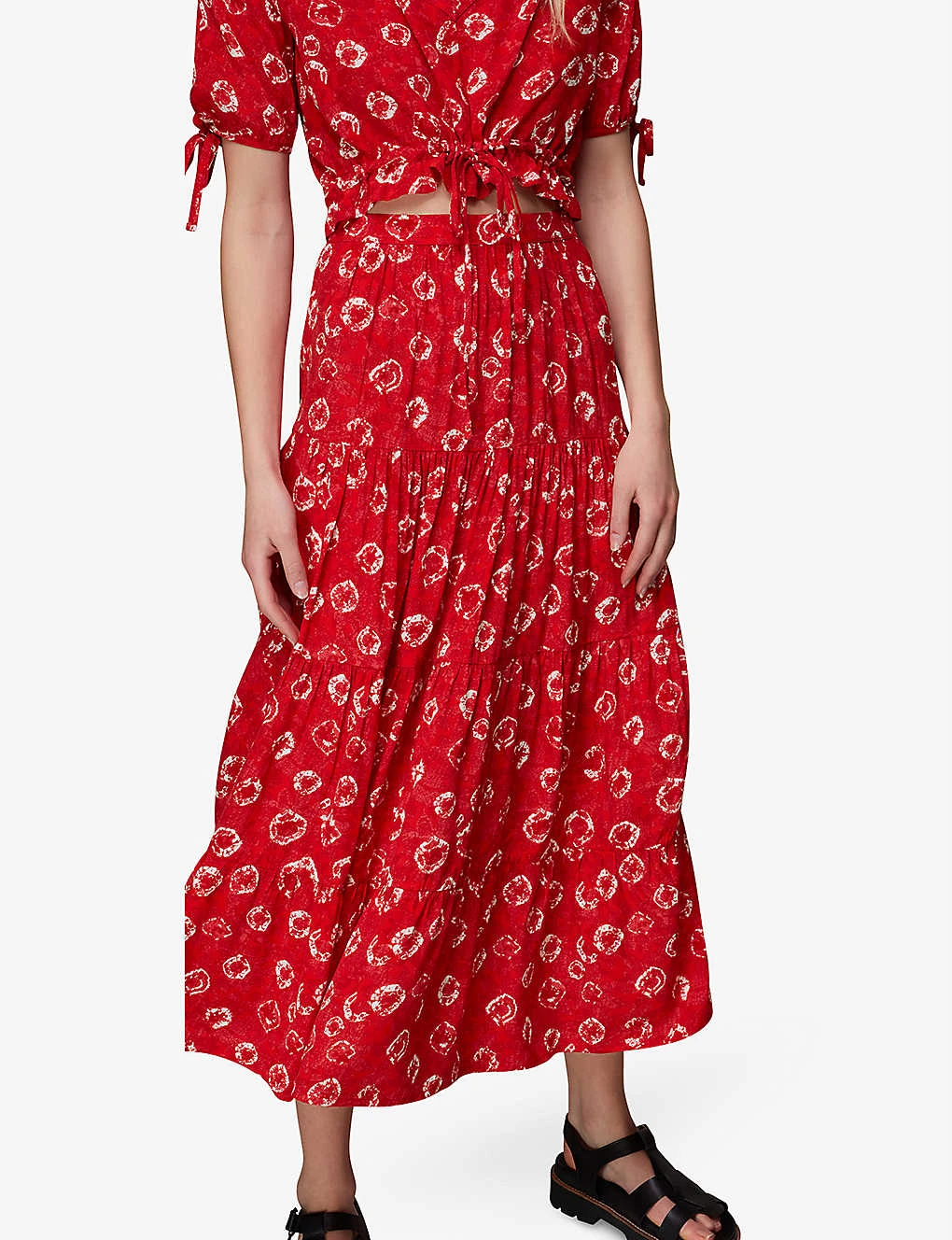 Whistles Tie-dye Tiered Woven Midi Skirt 3 Whistles Tie-dye Tiered Woven Midi Skirt - Image 3