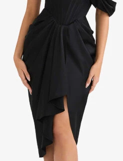 Janis Corset Satin Midi Dress 9 Janis Corset Satin Midi Dress -Women Clothing Store R03960053 BLACK ALT04