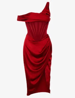 Lulu Draped Satin Midi Dress