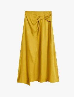 Ted Baker Jaune Tied-waist High-waisted Woven Midi Skirt