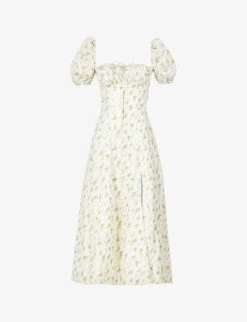 Tallulah Puffed-sleeve Woven Midi Dress