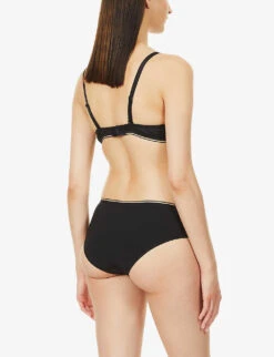 Simone Perele Bloom Embroidered Underwired Stretch-woven Push-up Bra -Women Clothing Store R03990733 015BLACK ALT03