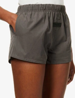 ESSENTIALS Brand-patch Cotton-blend Shorts -Women Clothing Store R03991677 OFFBLACK ALT04