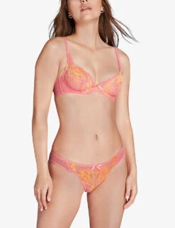 AGENT PROVOCATEUR Yara Floral-embroidered Stretch-mesh Bra -Women Clothing Store R03992376 BUBBLEGUMSUNFLOWER ALT02