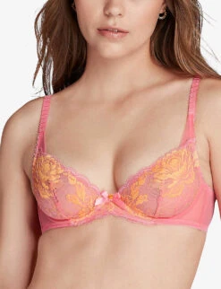 AGENT PROVOCATEUR Yara Floral-embroidered Stretch-mesh Bra -Women Clothing Store R03992376 BUBBLEGUMSUNFLOWER ALT04
