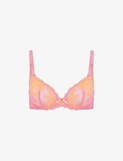 AGENT PROVOCATEUR Yara Floral-embroidered Stretch-mesh Bra