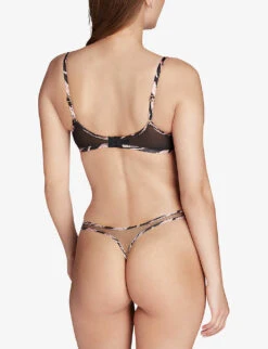 AGENT PROVOCATEUR Ellise Tiger-trim Mesh Thong 6 AGENT PROVOCATEUR Ellise Tiger-trim Mesh Thong -Women Clothing Store R03992406 BLKPINKTIGERPRINT ALT02