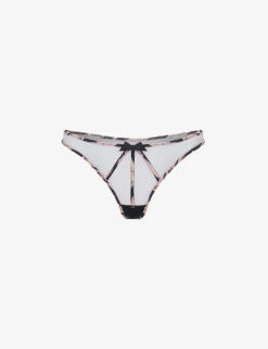 AGENT PROVOCATEUR Ellise Tiger-trim Mesh Thong