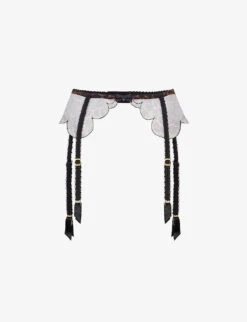 AGENT PROVOCATEUR Lorna Leopard-print Mesh Suspender Belt