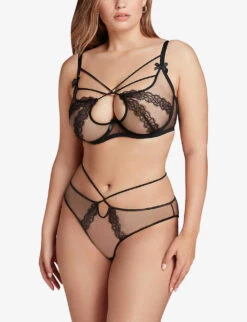 AGENT PROVOCATEUR Nyxie Strappy Mid-rise Mesh Brazilian Briefs 7 AGENT PROVOCATEUR Nyxie Strappy Mid-rise Mesh Brazilian Briefs -Women Clothing Store R03992478 BLACKSAND ALT02