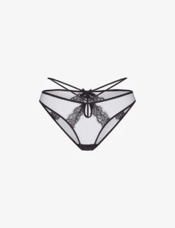 AGENT PROVOCATEUR Nyxie Strappy Mid-rise Mesh Brazilian Briefs