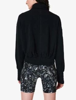 Sweaty Betty Melody Fleece Cotton-blend Sweatshirt -Women Clothing Store R03995044 BLACK ALT04