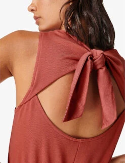 Sweaty Betty Harlow Tie-back Cotton-blend Playsuit -Women Clothing Store R03995065 COPPERPINK ALT04