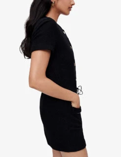 Maje Izola Buttoned Drawstring-waist Tweed Playsuit -Women Clothing Store R03996745 NOIRGRIS ALT02