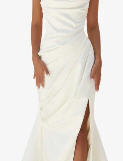Delphine Sleeveless Satin Maxi Dress -Women Clothing Store R03998257 IVORY ALT04