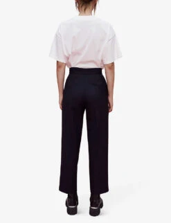 Maje Pilena Pinstriped Cropped Stretch-woven Trousers -Women Clothing Store R04003280 NOIRGRIS ALT02