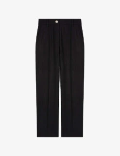 Maje Pilena Pinstriped Cropped Stretch-woven Trousers