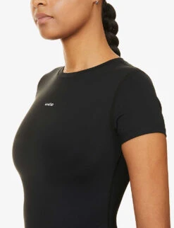 Ultimate Brand-print Stretch-woven Playsuit -Women Clothing Store R04004015 BLACK ALT04