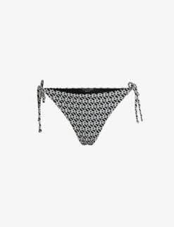 AllSaints Nico Monogram-print Stretch Recycled-nylon Bikini Bottoms