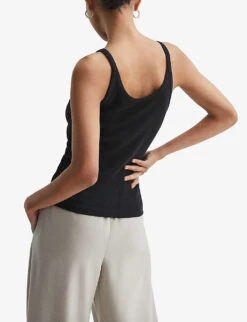 Reiss Louisa Ribbed Stretch-cotton Cami Top -Women Clothing Store R04006629 BLACK ALT03