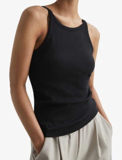 Reiss Louisa Ribbed Stretch-cotton Cami Top -Women Clothing Store R04006629 BLACK ALT04