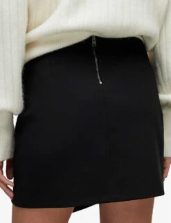 AllSaints Mea Asymmetric-hem Stretch-woven Mini Skirt -Women Clothing Store R04006670 BLACK ALT05