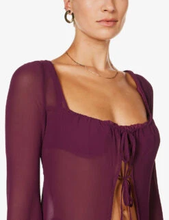 Provence Self-tie Woven Cover Up -Women Clothing Store R04006940 PRUNE ALT04