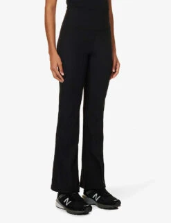 Yoga Flared-leg High-rise Stretch-jersey Trousers -Women Clothing Store R04010192 BLACK ALT02