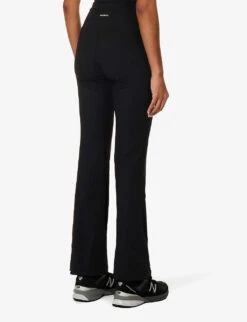 Yoga Flared-leg High-rise Stretch-jersey Trousers -Women Clothing Store R04010192 BLACK ALT03