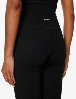 Yoga Flared-leg High-rise Stretch-jersey Trousers -Women Clothing Store R04010192 BLACK ALT04