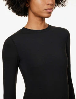 Ultimate Long-sleeved Stretch-jersey Unitard -Women Clothing Store R04010195 BLACK ALT04