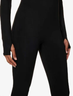 Ultimate Long-sleeved Stretch-jersey Unitard -Women Clothing Store R04010195 BLACK ALT05