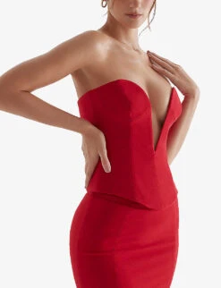 Lydia Fitted Cotton-twill Top -Women Clothing Store R04011197 REDROSE ALT04