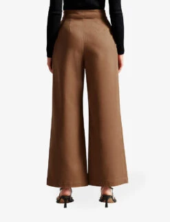 Ted Baker Oaklia Pleated Wide-leg Trousers -Women Clothing Store R04012252 TAN ALT03