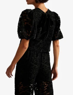 Ted Baker Indyia Floral-devoré Woven Top 5 Ted Baker Indyia Floral-devoré Woven Top -Women Clothing Store R04031934 BLACK ALT02