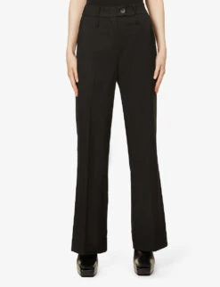 Straight-leg High-rise Wool Trousers -Women Clothing Store R04044832 BLACK ALT02