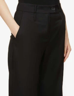 Straight-leg High-rise Wool Trousers -Women Clothing Store R04044832 BLACK ALT04