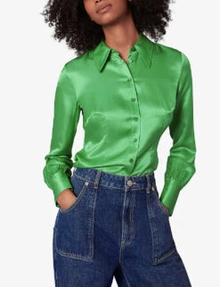 Whistles Hallie Collared-neckline Silk-blend Shirt -Women Clothing Store R04056796 MULTICOLOURED ALT02