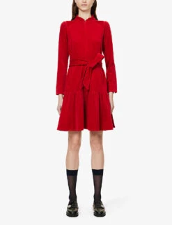 ME AND EM Self-tie Tiered Hem Mini Dress -Women Clothing Store R04058180 RACINGRED ALT02