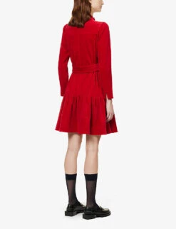 ME AND EM Self-tie Tiered Hem Mini Dress -Women Clothing Store R04058180 RACINGRED ALT03