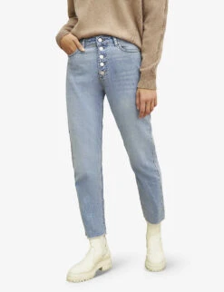 Ikks Cropped Straight-leg High-rise Jeans -Women Clothing Store R04063200 BLUEGREY ALT02