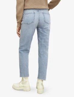 Ikks Cropped Straight-leg High-rise Jeans -Women Clothing Store R04063200 BLUEGREY ALT03