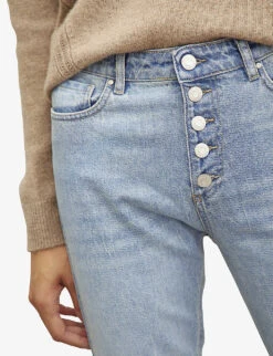 Ikks Cropped Straight-leg High-rise Jeans -Women Clothing Store R04063200 BLUEGREY ALT04