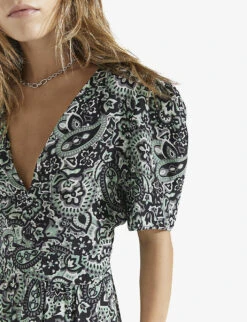 Ikks Cosmic Flower Graphic-print Woven Maxi Dress -Women Clothing Store R04063225 GREEN ALT03