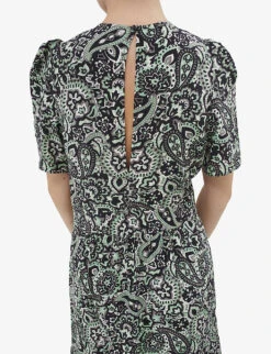 Ikks Cosmic Flower Graphic-print Woven Maxi Dress -Women Clothing Store R04063225 GREEN ALT04